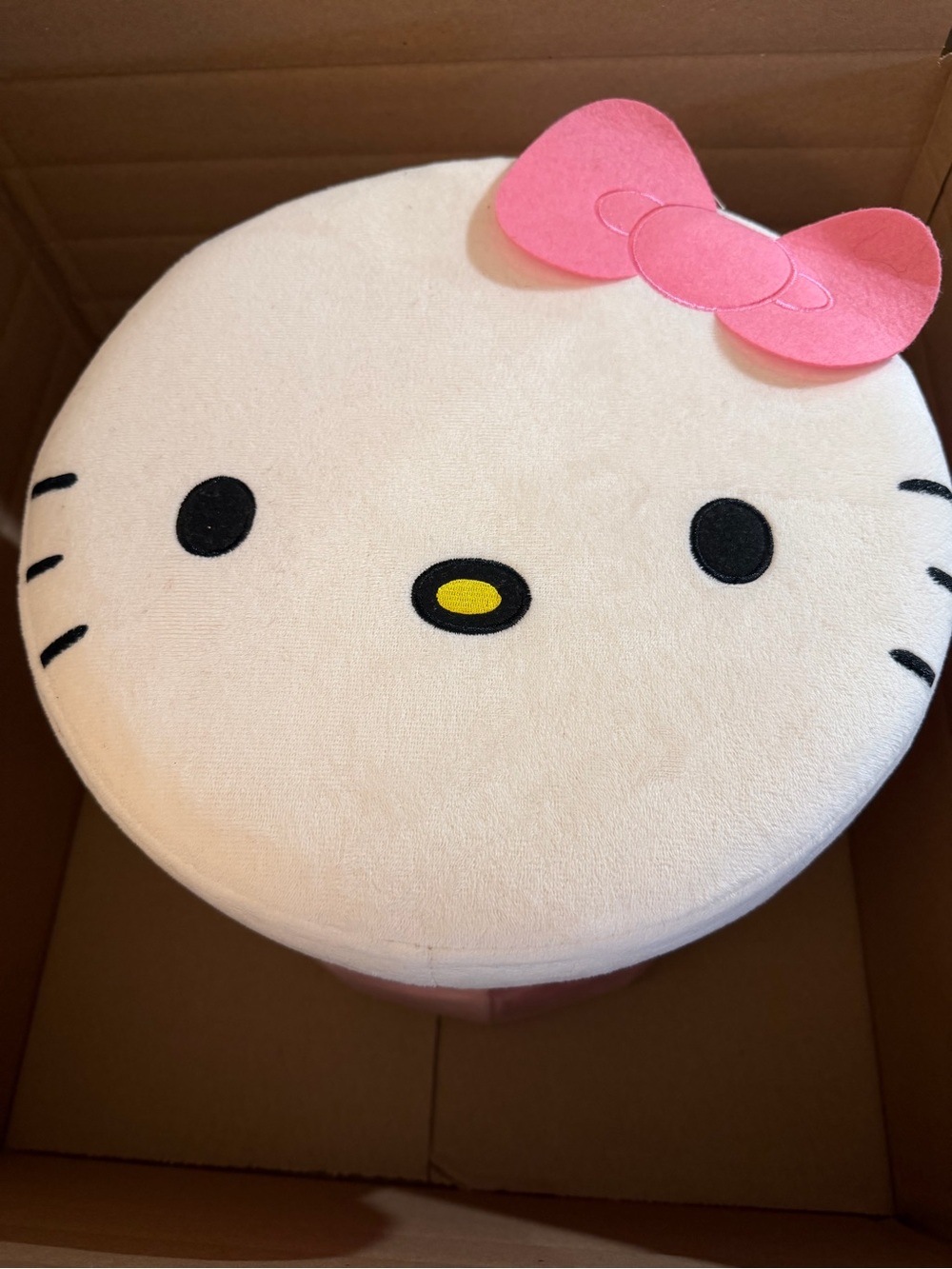 Hello Kitty Cream Pink Bow Plush Accent Stool